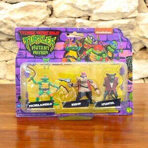 TMNT Mutant Mayhem Turtles Mini Figures Pack of 3 - Michelangelo Bebop Splinter